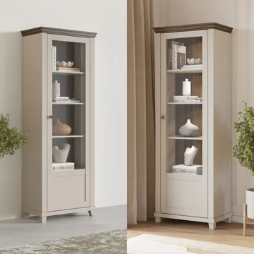 Vitrineskap Evora 1 dør høyre - Lys beige - Oppbevaring - Skap - Vitrineskap