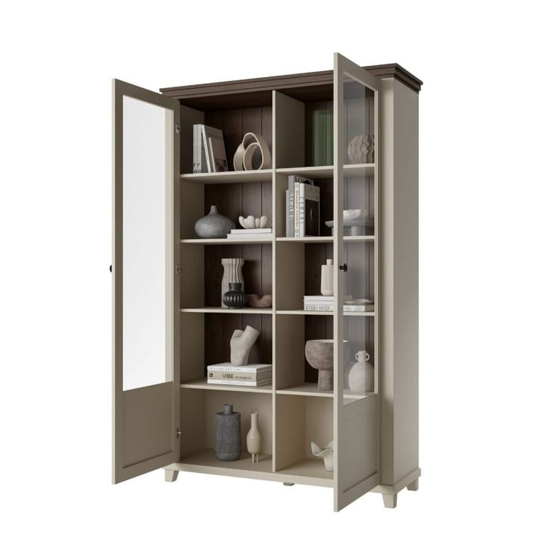 Vitrineskap Evora 2 dører - Lys beige - Oppbevaring - Skap - Vitrineskap