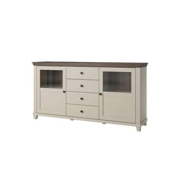 Vitrineskap Evora 2 dører med 4 skuffer - Lys Beige - Oppbevaring - Skap - Vitrineskap