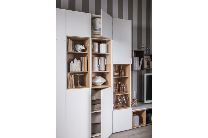 4YOU Vitrineskap Hvit / Tre / Natur - VOX - Oppbevaring - Skap - Vitrineskap