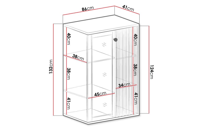 Aldbrough Vitrineskap 40,6x131,9x86,4 cm - Tre/Svart - Oppbevaring - Skap - Vitrineskap