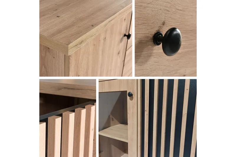 Aldbrough Vitrineskap 40,6x191x86,4 cm - Tre/Svart - Oppbevaring - Skap - Vitrineskap