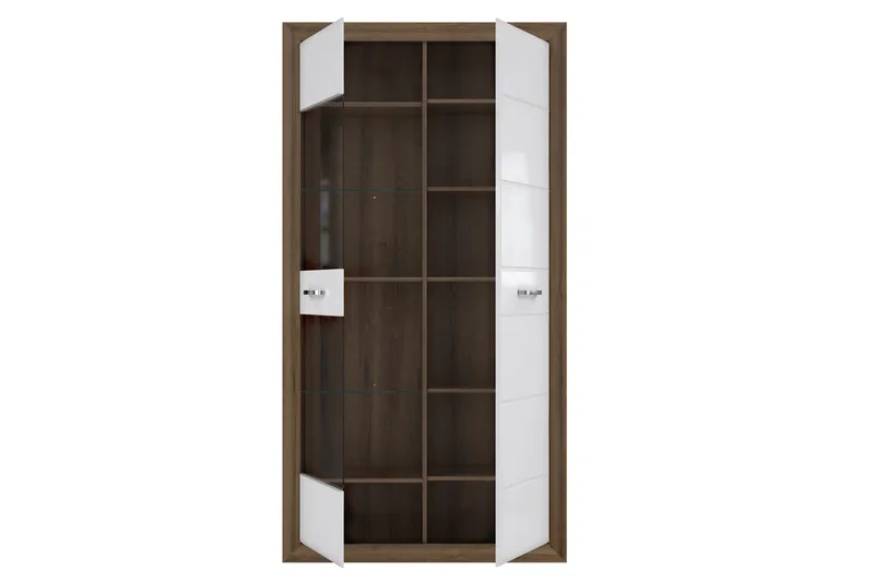 Aridiala Vitrineskap 35x103 cm - Brun/Hvit - Oppbevaring - Skap - Vitrineskap