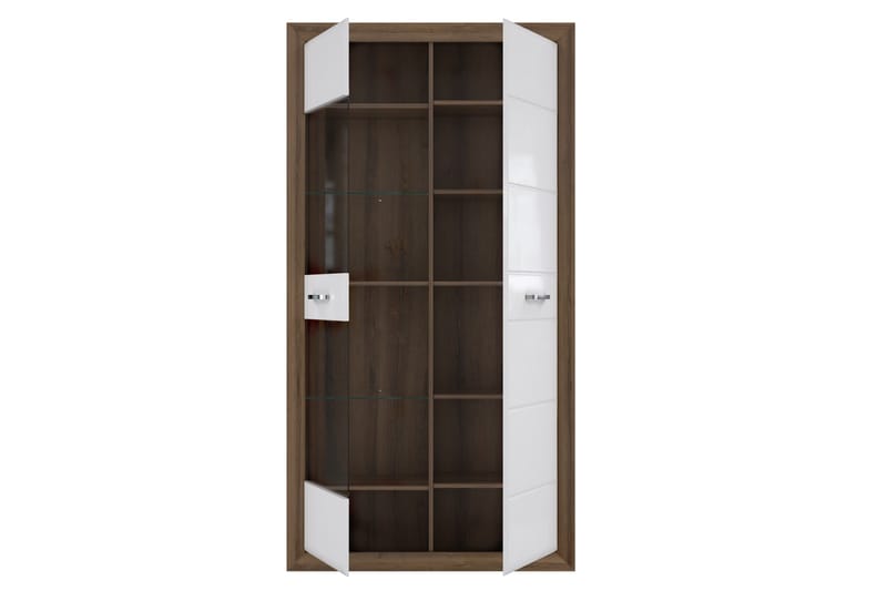 Aridiala Vitrineskap 35x103 cm - Brun/Hvit - Oppbevaring - Skap - Vitrineskap