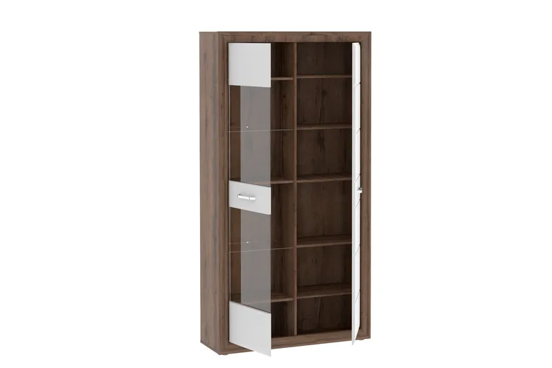 Aridiala Vitrineskap 35x103 cm - Brun/Hvit - Oppbevaring - Skap - Vitrineskap