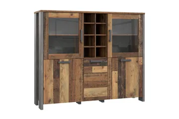 Cadle Vitrineskap 151 cm - Brun/Grå - Oppbevaring - Skap - Vitrineskap