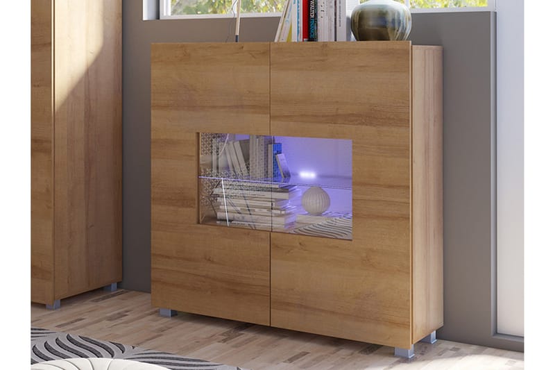 Calabrini Vitrineskap 100x35x107 cm - Brun - Oppbevaring - Skap - Vitrineskap
