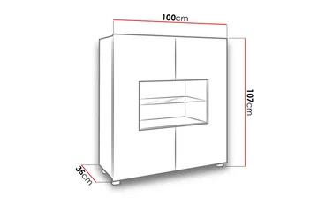 Calabrini Vitrineskap 100x35x107 cm - Hvit - Oppbevaring - Skap - Vitrineskap