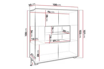 Calabrini Vitrineskap 100x35x107 cm - Oppbevaring - Skap - Vitrineskap
