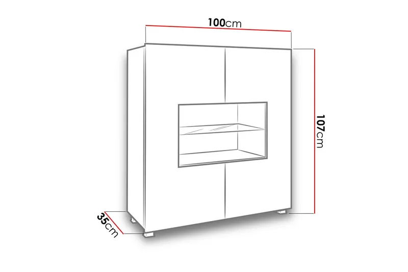 Calabrini Vitrineskap 100x35x107 cm - Oppbevaring - Skap - Vitrineskap