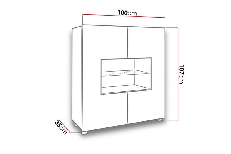 Calabrini Vitrineskap 100x35x107 cm - Oppbevaring - Skap - Vitrineskap