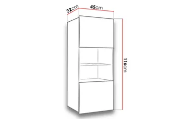 Calabrini Vitrineskap 45x32x117 cm - Oppbevaring - Skap - Vitrineskap