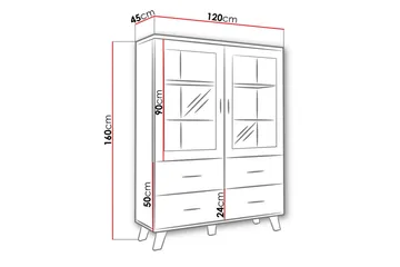 Cardos Vitrineskap 120 cm - Natur/Svart - Oppbevaring - Skap - Vitrineskap