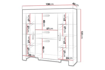 Cezar Vitrineskap 130x42x131 cm - Beige / Grå - Oppbevaring - Skap - Vitrineskap