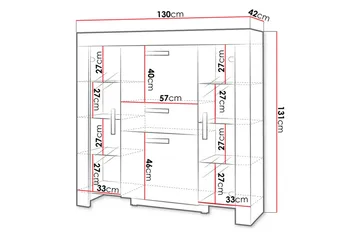Cezar Vitrinskåp 130x42x131 cm Ek - Oppbevaring - Skap - Vitrineskap