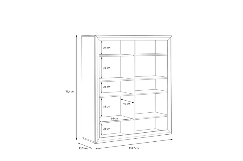 Corlius Vitrineskap 41x134 cm - Beige/Brun - Oppbevaring - Skap - Vitrineskap