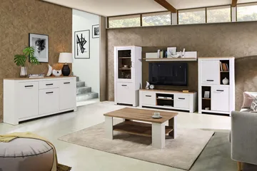 Crumpton Vitrineskap 77 cm - Hvit/Brun - Oppbevaring - Skap - Vitrineskap