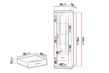 Dallas Vitrineskap 58x43,5x192 cm - Oppbevaring - Skap - Vitrineskap