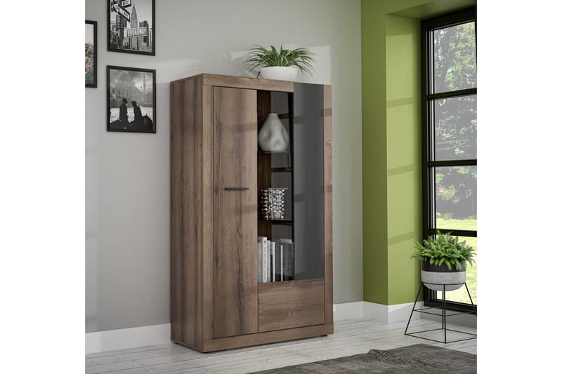 Elhovo Vitrineskap 41x93 cm - Brun - Oppbevaring - Skap - Vitrineskap
