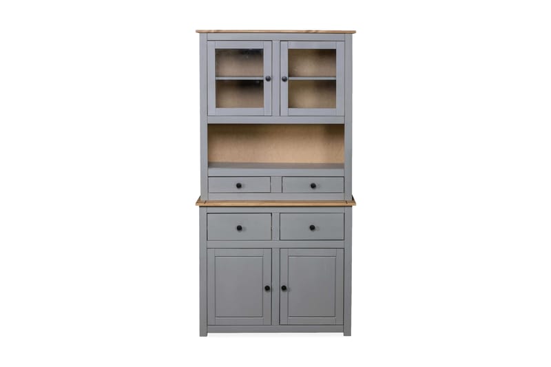 Highboard grå 93x40,5x180 cm heltre furu Panama Range - Vitrineskap