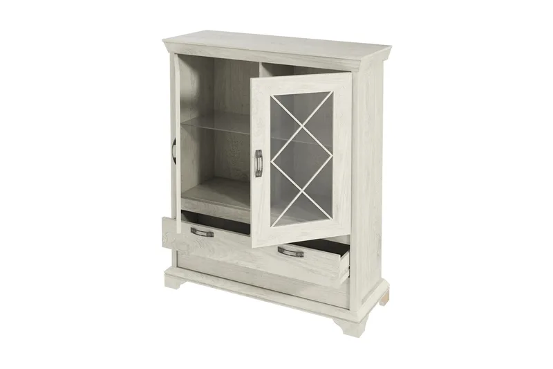 Hurlston Vitrineskap 123 cm - Hvit - Oppbevaring - Skap - Vitrineskap