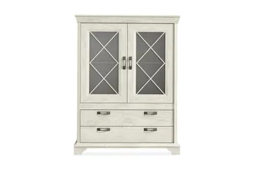 Hurlston Vitrineskap 123 cm - Hvit - Oppbevaring - Skap - Vitrineskap