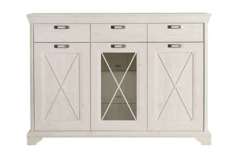 Hurlston Vitrineskap 178 cm - Hvit - Oppbevaring - Skap - Vitrineskap