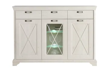 Hurlston Vitrineskap 178 cm - Hvit - Oppbevaring - Skap - Vitrineskap