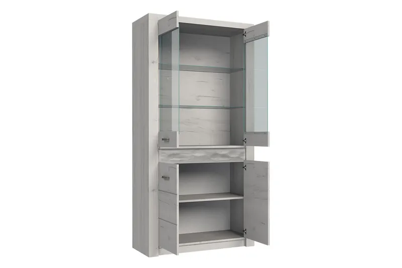 Indianapolis Vitrineskap 96x42x192 cm - Brun - Oppbevaring - Skap - Vitrineskap