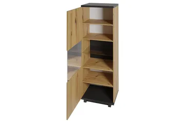 Ines Vitrineskap 40x51 cm LED-belysning - Eik/Svart - Oppbevaring - Skap - Vitrineskap