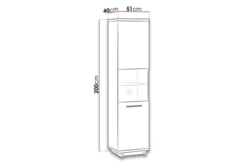 Ines Vitrineskap 40x51 cm LED-belysning - Eik/Svart - Oppbevaring - Skap - Vitrineskap