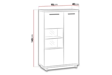 Ines Vitrineskap 40x90 cm - Eik/Svart - Oppbevaring - Skap - Vitrineskap