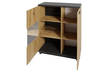 Ines Vitrineskap 40x90 cm - Eik/Svart - Oppbevaring - Skap - Vitrineskap