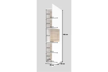 Jestine Vitrineskap 140 cm - Hvit - Oppbevaring - Skap - Vitrineskap