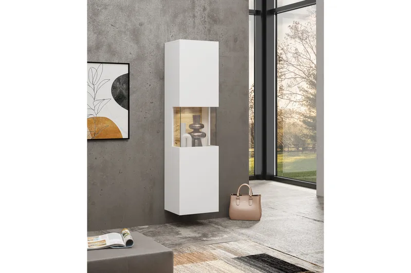 Jestine Vitrineskap 140 cm - Hvit - Oppbevaring - Skap - Vitrineskap