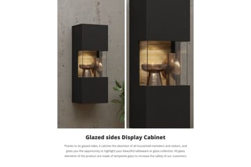 Jestine Vitrineskap 95 cm - Svart - Oppbevaring - Skap - Vitrineskap