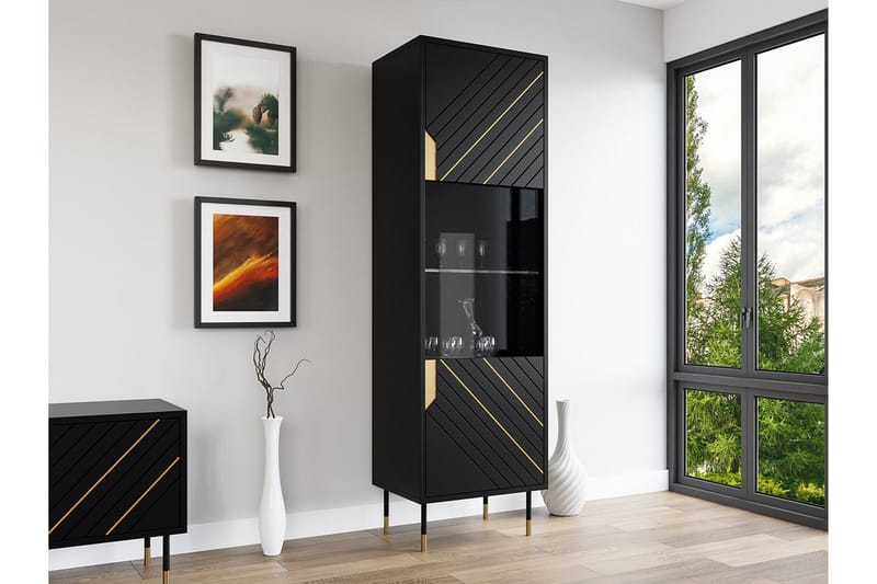 Juniskär Vitrineskap 180 cm - Svart - Oppbevaring - Skap - Vitrineskap