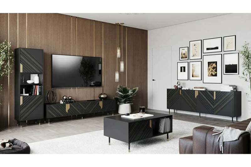 Juniskär Vitrineskap 180 cm - Svart - Oppbevaring - Skap - Vitrineskap