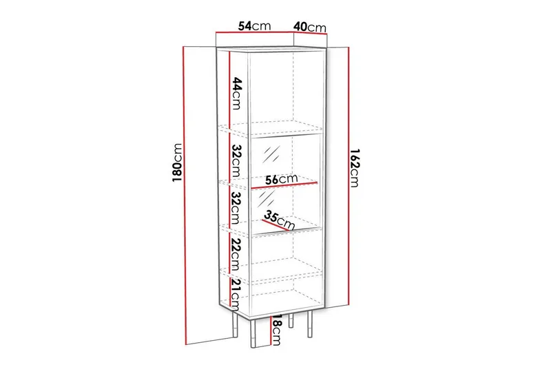 Juniskär Vitrineskap 180 cm - Svart - Oppbevaring - Skap - Vitrineskap