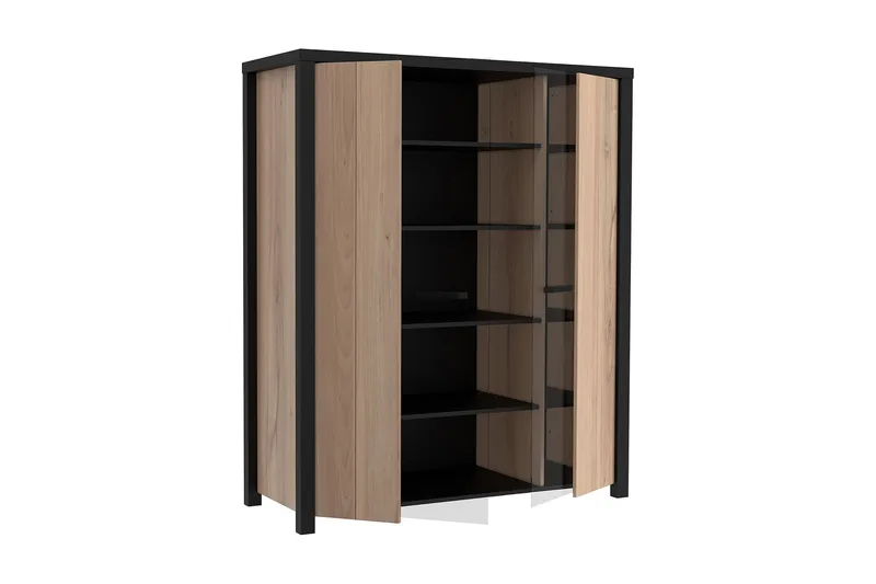 Konitsa Vitrineskap 52x130 cm - Brun/Svart - Oppbevaring - Skap - Vitrineskap