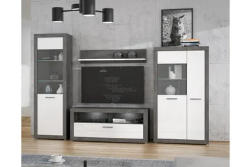 Kranea Vitrineskap 41x93 cm - Grå/Hvit - Oppbevaring - Skap - Vitrineskap