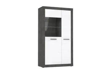 Kranea Vitrineskap 41x93 cm - Grå/Hvit - Oppbevaring - Skap - Vitrineskap