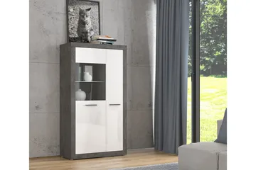 Kranea Vitrineskap 41x93 cm - Grå/Hvit - Oppbevaring - Skap - Vitrineskap