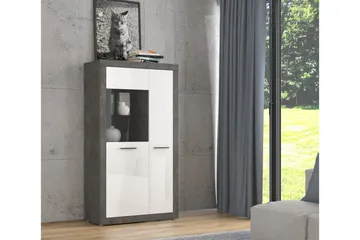 Kranea Vitrineskap 41x93 cm - Grå/Hvit - Oppbevaring - Skap - Vitrineskap