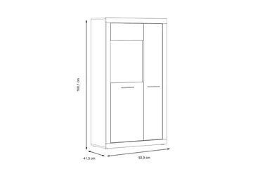 Kranea Vitrineskap 41x93 cm - Grå/Hvit - Oppbevaring - Skap - Vitrineskap