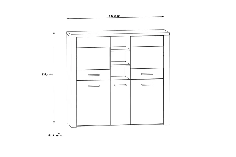 Loannia Vitrineskap 41x146 cm - Brun - Oppbevaring - Skap - Vitrineskap