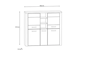 Loannia Vitrineskap 41x146 cm - Brun - Oppbevaring - Skap - Vitrineskap