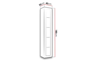 Narbonne Vitrineskap 30x40 cm Blå LED - Natur/Svart - Oppbevaring - Skap - Vitrineskap