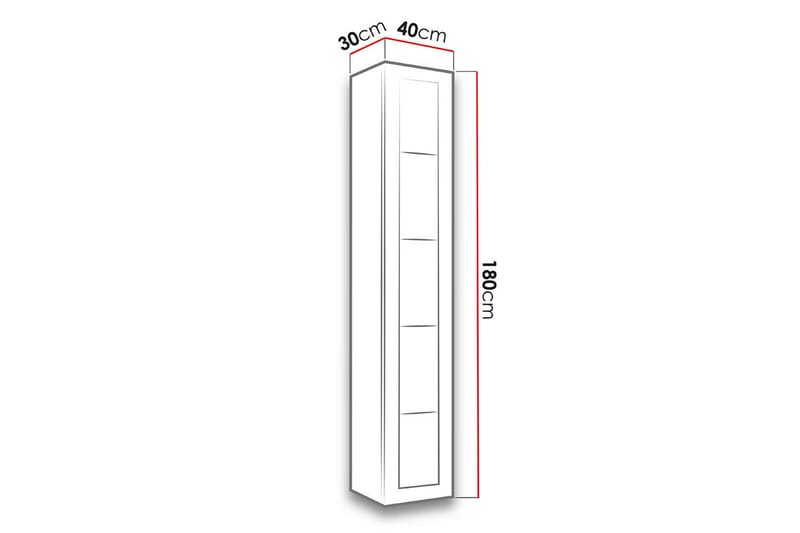 Narbonne Vitrineskap 30x40 cm Blå LED - Natur/Svart - Oppbevaring - Skap - Vitrineskap