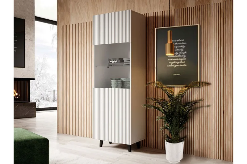 Pafos Vitrineskap Nei Hvit|Svart - Oppbevaring - Skap - Vitrineskap